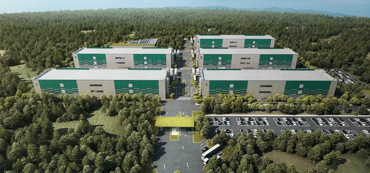 Server aisle in a green data center